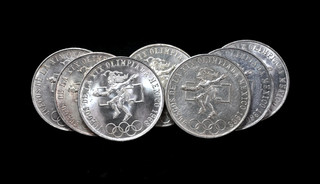 Lot of 7x 1968 Mexico 25 Pesos Olympic Silver Coins