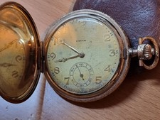 Taschenuhr FAVOR Gustav Rau Sprungdeckel Gold Doublé läuft + Etui um 1928 1929