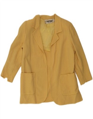 Daphne Damen 3/4 Ärmel offen Blazer Jacke UK 14 Medium gelb AV02