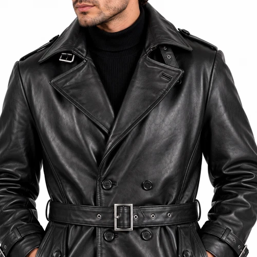 Resident Evil Requiem RE9 Trench coat Zeno Black Leather Coat,  Cosplay image 7