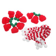 20 Pcs Mini Christmas Knitted Hats And Scarves For DIY Doll Crafts