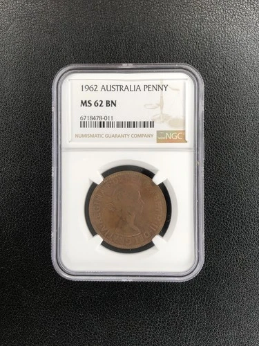 1962 Australia PENNY NGC MS 62 BN Bronze Coin Rare Uncirculated