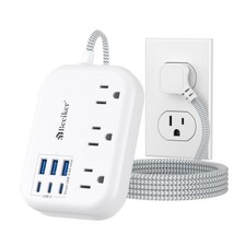6 USB 3 USB C Power Strip- Travel Power Strip with 6 USB Desktop Charging St...