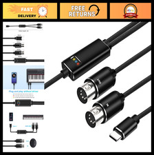 MIDI to USB C Adapter Cable - 5 Pin Type-C Converter for Piano/Keyboard, 2M/6.5F
