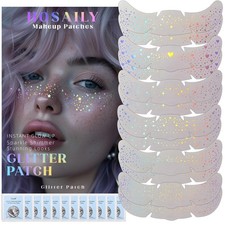 12Pc Holographic Glitter Freckles Face Tattoos Rave Festival Party