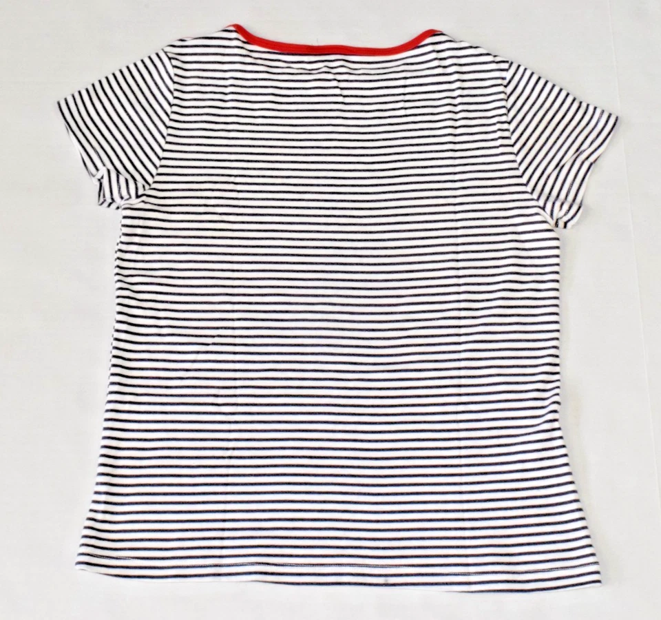 Camisa Pijama Ralph Lauren Vintage Talla S Años 90 Negro Blanco Rayas Rojo Borde de Hombro Foto 2 de 4