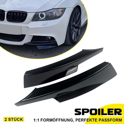 Front Spoiler Ecken Splitter passend für BMW 3er E90 E91 08-12 Schwarz Glanz