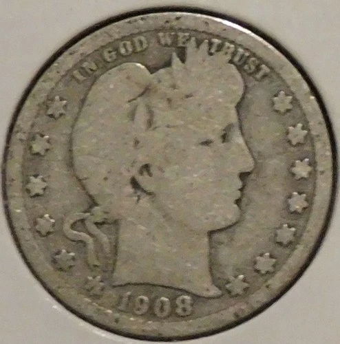 Silver Quarter - Barber - 1908-D