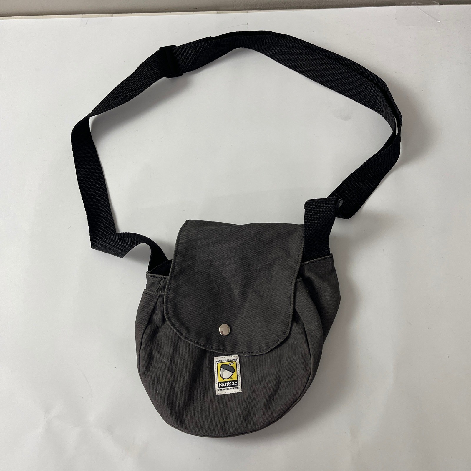 NutSac Disc Golf Satchel Canvas Crossbody Bag Gray Made in USA Small Messenger