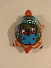 Mexican Folk Art Hand Painted Turtle Pottery Abstract Art Collectors Item