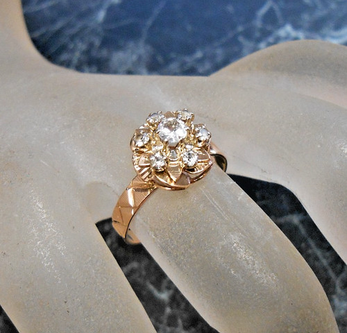 Bague or jaune 18 K sertie