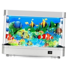Fake Fish Tank,Virtual Ocean Moving Fish lamp,Fake Aquarium Silver-Small Fish