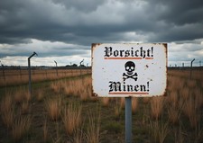 Vorsicht! Minen! 2. Weltkrieg Totenkopf Milit&auml;r Schild Alu Druck