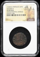 PORTUGAL. Alfonso V, "the African." 1438-1481. Æ Ceitil, NGC VF Details