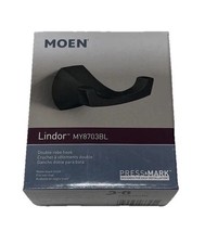 Moen MY8703BL Lindor Double Robe Hook, Black, Zinc
