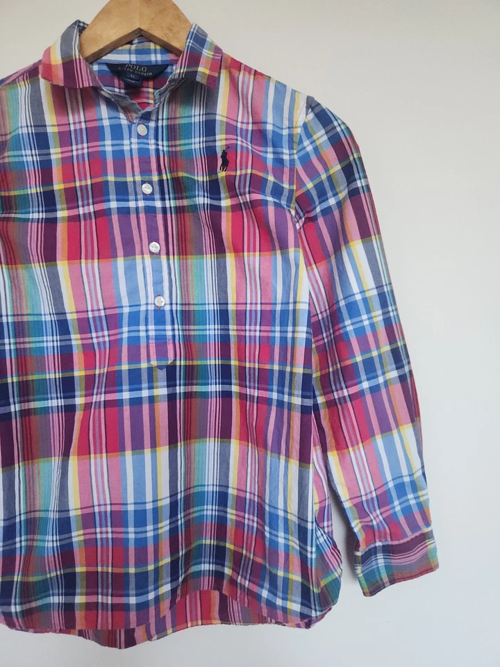 Polo Ralph Lauren Button Up Pop Over Plaid Shirt Boys 12 - Image 2 of 4