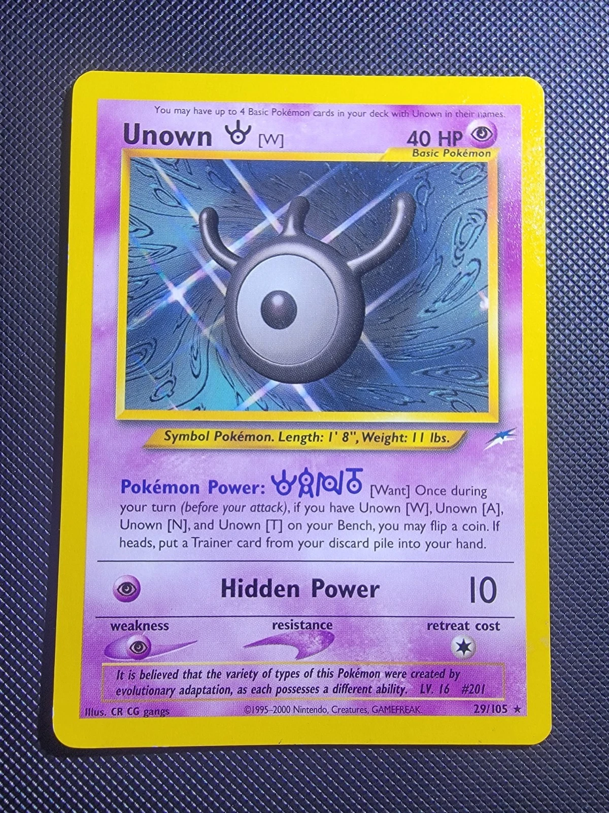 Unown [W] 29/105 Neo Destiny Regular Pokemon WOTC Vintage W