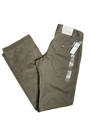 Gap Khakis Pants Womens 1 Green Chino Stretch Cotton Slim Fit Classic NEW
