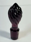 Vintage Fenton Glass Perfume Bottle Stopper Dark Purple Twisted Swirl