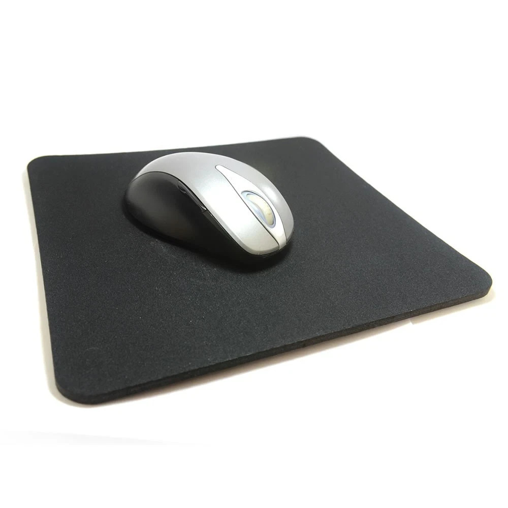 Mouse Mat Mouse Pad 6mm Plain Fabric Non-Slip Black Soft High Quality PC Laptop