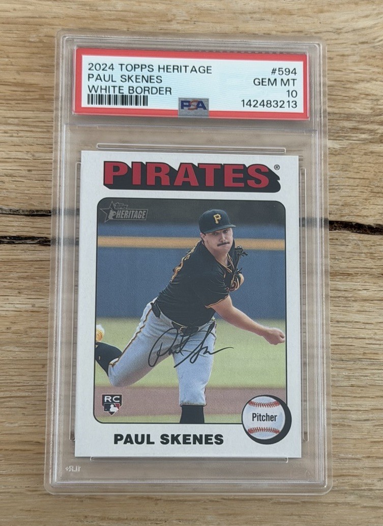 Paul Skenes Rookie 2024 Topps Heritage White Border #594 PSA 10