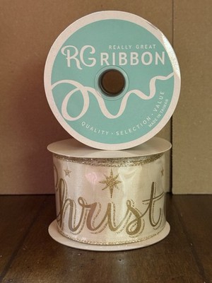 Really Great Brand  Wired Ribbon Christmas Religious Theme 2 Rolls  2.5 X 10 Yds