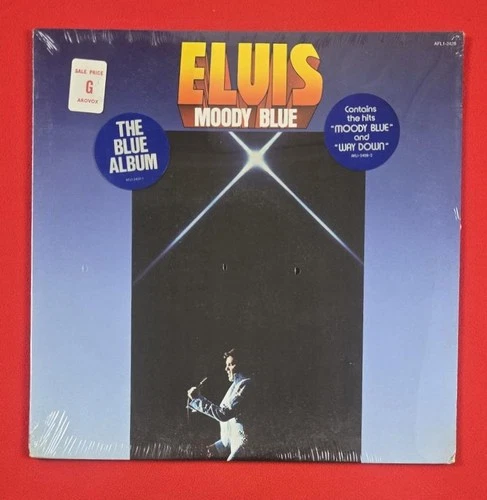 Elvis "Moody Blue" SEALED w/hype stickers 1977 APL1-2428 1st Press Blue Vinyl SS