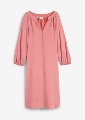Neu Tunika-Kleid aus Strukturstoff knieumspielend Gr. 40 Rhabarber Casual-Dress