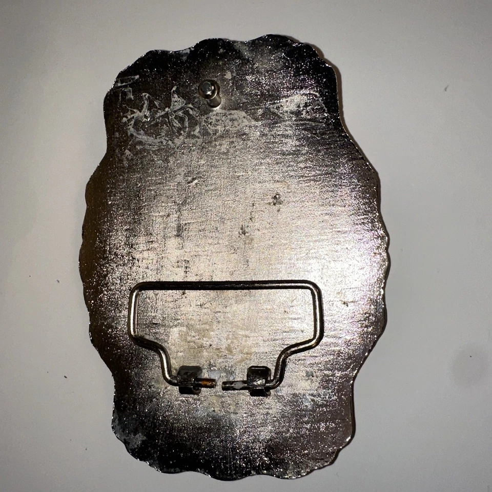 Hebilla de cinturón Western Eagle de colección esmalte naranja quemado tono plateado águila años 70-80 Foto 2 de 4