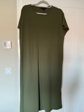 new look curves olive green ribbed shift  dress size 20.  Cap sleeves