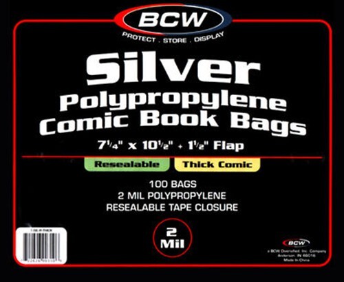 Gw0665 Bcw Resealable Silver Thick Comic Bags (100 Stück) Neu & Ovp