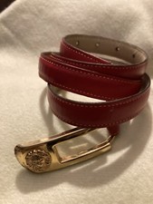 Vintage Anne Klein for Calderon Lion  s Head Red Leather Belt Size M