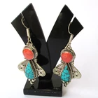 Tibetan Turquoise Earrings Christmas gift handmade jewelry for stylish women