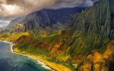 Landscape nature aerial view mountains beach sea cliff Custom Gaming Mat Desk