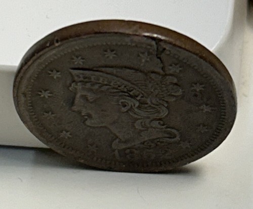 Jido “Jack”s 1852 double cracked die error almost uncirculated large 1c Story p5 - Picture 4 of 6