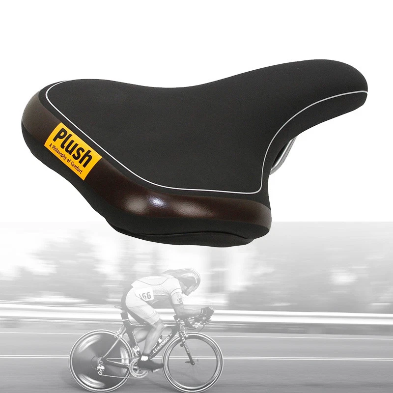 Asiento de cuero PU híbrido de felpa Velo riel de acero cómodo bicicleta sillín de gel Foto 3 de 4