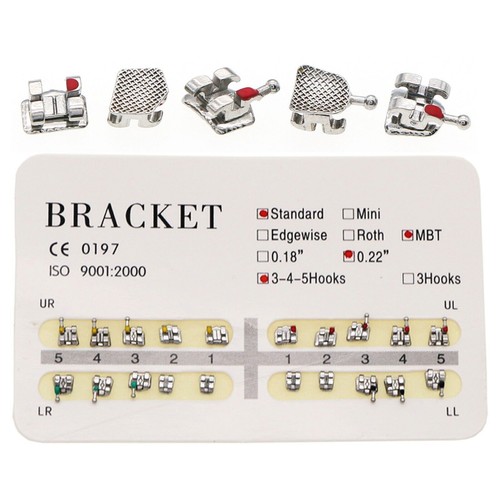 10Pack Staffa in metallo Mini Standard Roth MBT per ortodonzia dentale 018 022 345 ganci - Foto 11 di 22