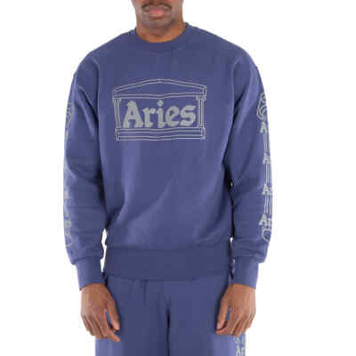 Aries Navy Reflective Column Cotton Sweatshirt