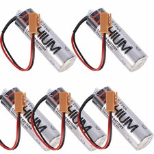 5Pcs ER17500V 3.6V PLC Battery, Digital Control Battery With Brown Plug ER17500