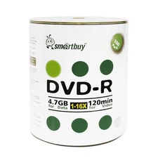 Smartbuy DVD-R 16X 4.7GB/120Min Logo Top (Non-Printable) Blank Media Record Disc