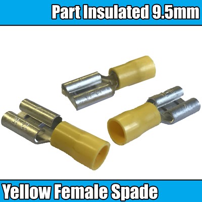 Gelbe Buchse Spaten freiliegende Klemmen 6,3 mm Draht Kabel Kupfer Stecker Crimp