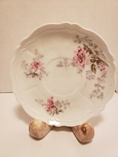 Antique late 1800s O & E G Royal Austria Pink Flower Saucer