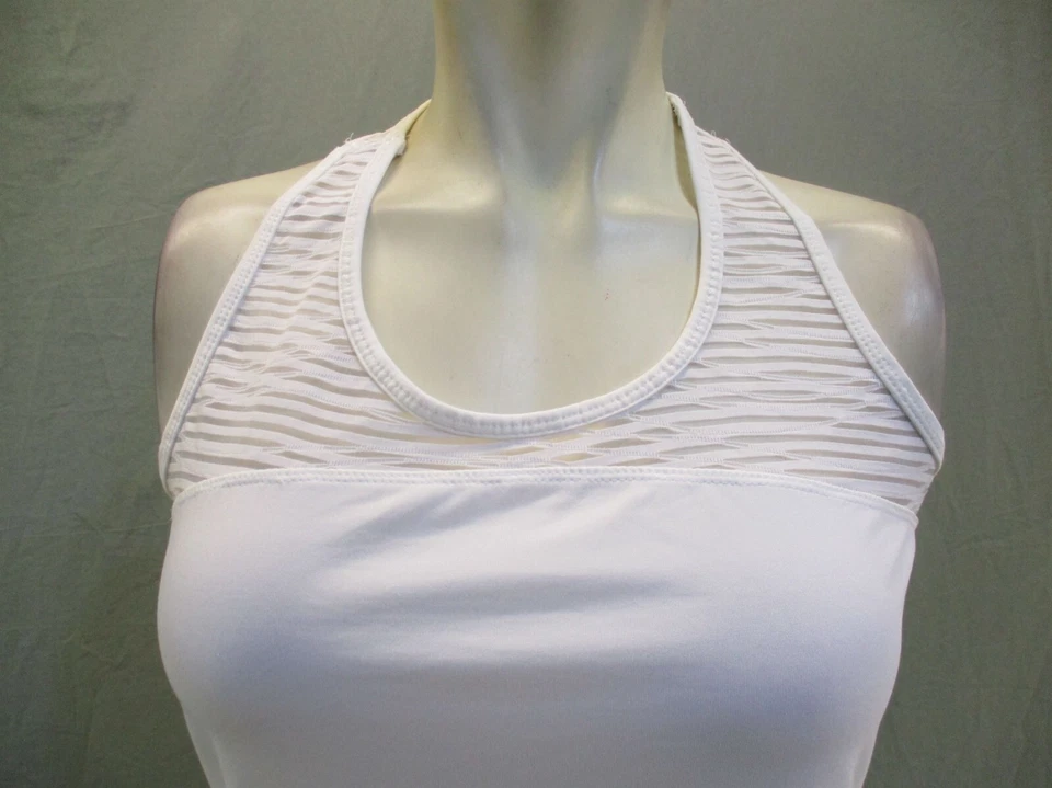 Camiseta sin mangas deportiva ajustada con cuello redondo de malla blanca talla S de MARIKA 597 Foto 2 de 4