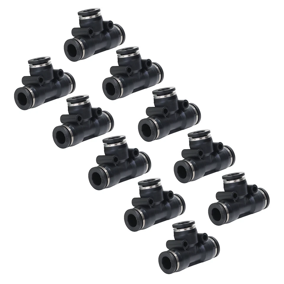 Push to Connect Nylon Air Line Fitting For 3/8" OD Quick Release Pneumatic 10Pcs - Image 3 of 4