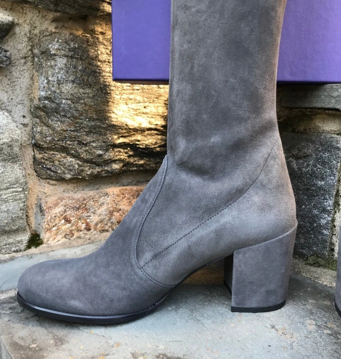 Stuart Weitzman NEW Tieland Slate Gray Over Knee OTK Suede Boots