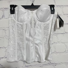 Dominique Women  s Corset 34C White Lace New