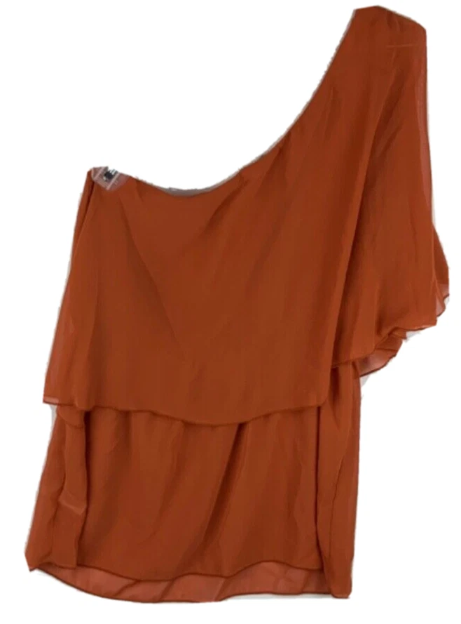 Blusa de un hombro Tinley Road talla pequeña color óxido aleteo top Foto 4 de 4