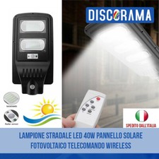 LAMPIONE STRADALE LED 40W PANNELLO SOLARE FOTOVOLTAICO TELECOMANDO WIRELESS 