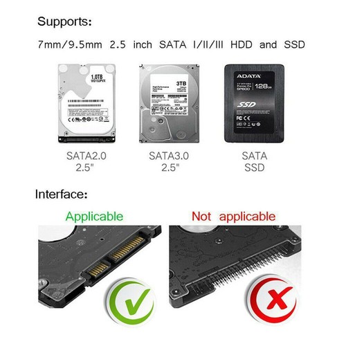 USB 3.0 Hard Drive 2.5" SATA HDD SSD External Slim Enclosure Disk Case Cover - Picture 5 of 10