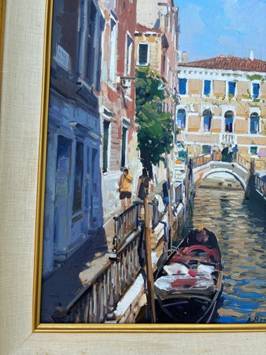 Venice Landscape Lagoon Listed Master painter Armando Romano Impressionist Art - Picture 9 of 21